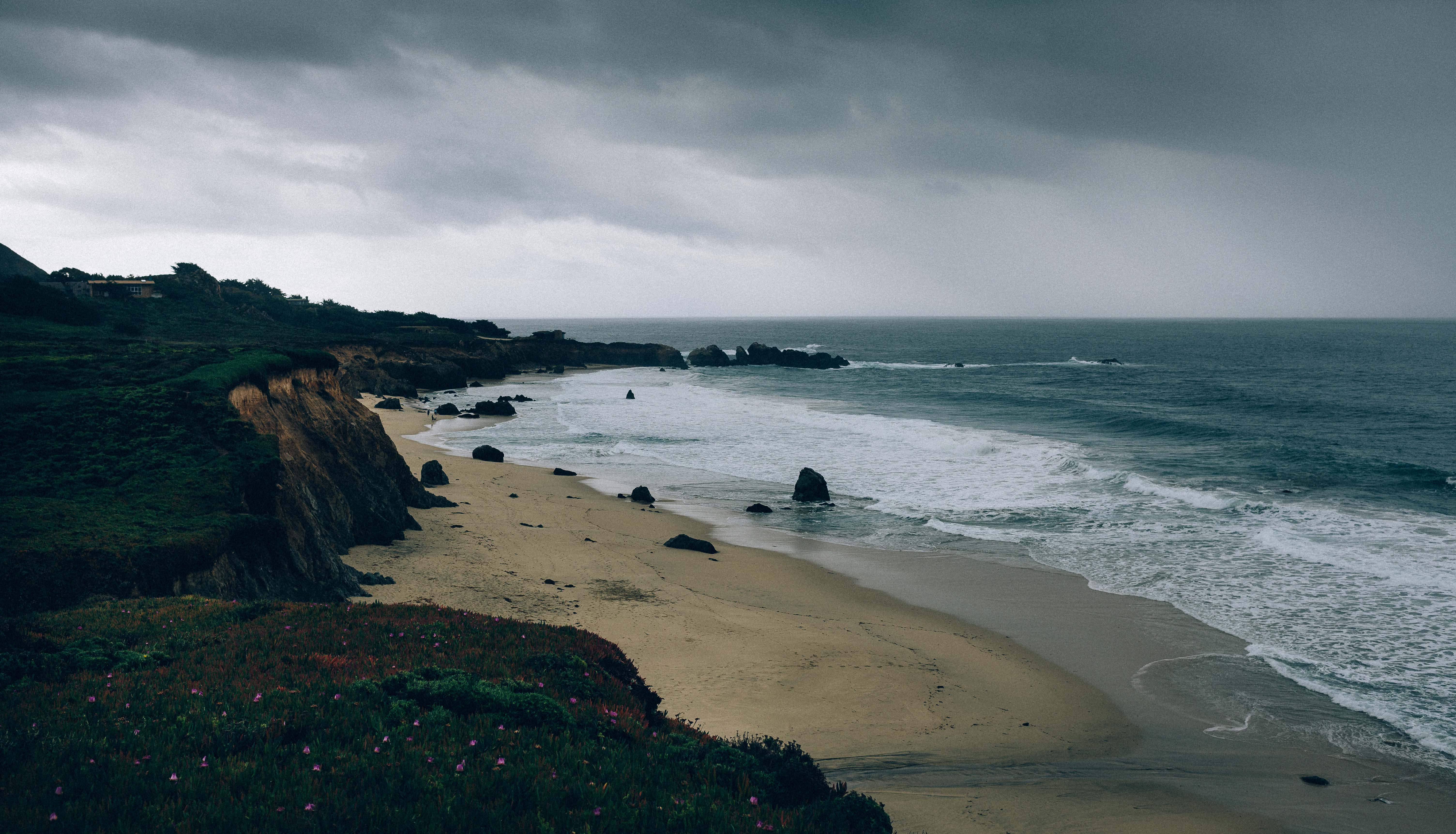Ocean coastine with stormy skies